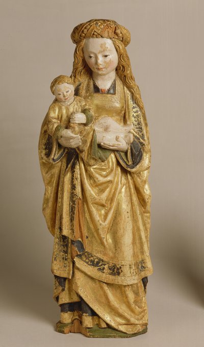 Madonna ve Çocuk, Mechelen Okulu, c.1500 (çok renkli ve yaldızlı meşe) by Flemish School