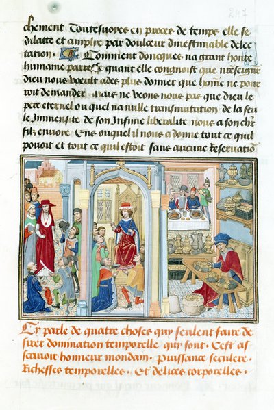 Ms 240 fol.247 Wordly Things, from Le Miroir dHumilite, Jean de Gerson (1363-1429) 1462 by Flemish School