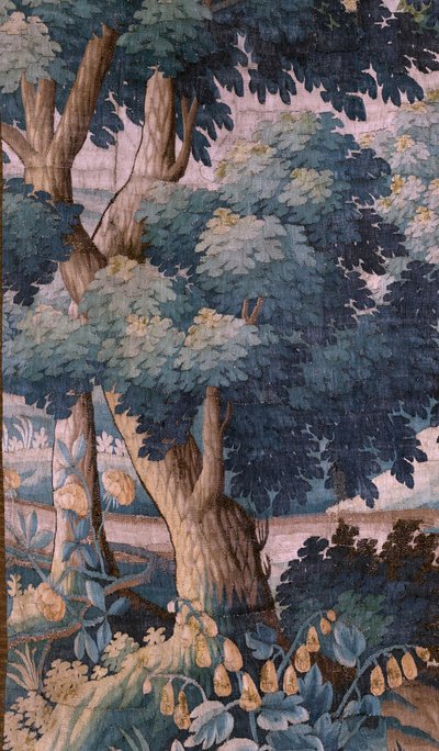 Bölge kilisesi (Aziz Walburga Kilisesi). Flaman goblen "Verdure". Oudenaarde. 17. yüzyılın sonu ve 18. yüzyılın başı. Sint-Walburgakerk Oudenaarde kilisesinin mülkü. by Flemish School