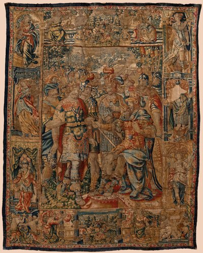 Parish duvar halıları müzesi (Pastrana Goblenleri Parish Müzesi). Flaman halısı. Genç İskender, babası Filip