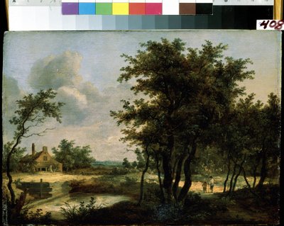 ""Hollanda kırsalının manzarası"" (Hollanda Manzarası). 17. yüzyıl Hollanda okulundan isimsiz tablo. Mikhail Kroshitsky Sanat Müzesi, Sivastopol (Sivastopol) Ukrayna by Flemish School