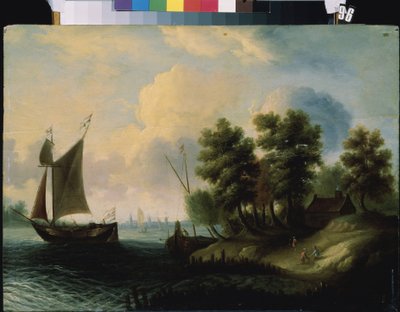 ""Deniz manzarası" (Bir deniz manzarası) Hollandalı okul resmi 17. yüzyıl Mikhail Kroshitsky Sanat Müzesi, Sivastopol (Sivastopol) Ukrayna by Flemish School