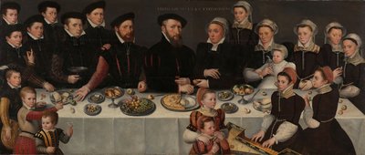Pierre de Moucheron, Karısı Isabeau de Gerbieve on sekiz çocuğu, 1563 by Flemish School