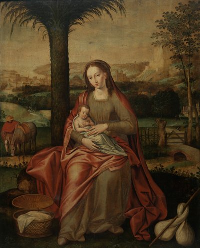 Mısır'a Uçuşta Dinlenin (panel üzerinde yağ) by Flemish School