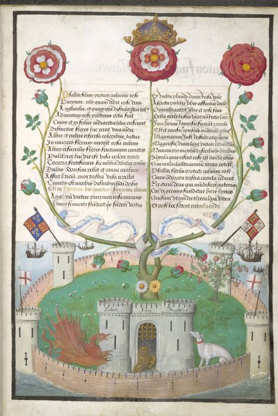 Royal MS 11 E Xl fol.2 Tudor sembollü ayetler, c.1516 (parşömen) by Flemish School