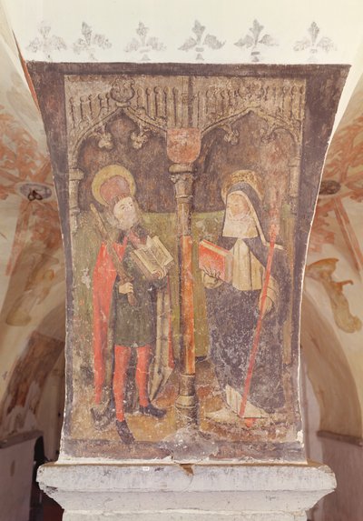Maubeuge Aziz Bavo ve Aziz Amalberga, mahzenden duvar resmi, c.1480-1540 by Flemish School