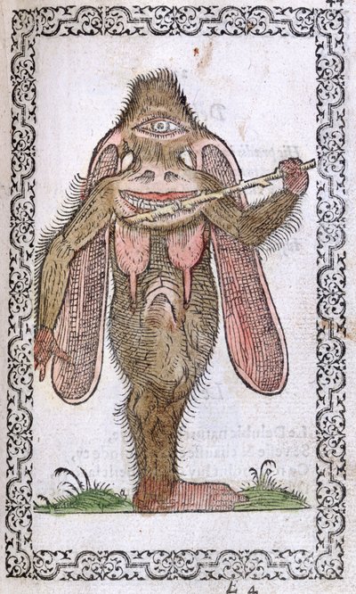 Tepegöz, Jean Sluperji, Antwerp, 1572 (renkli gravür) tarafından hazırlanan Neredeyse Tüm Milletlerin ve Çağdaş Milletlerin Alışkanlıkları ve Portreleri