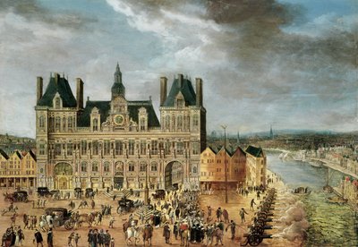Hotel de Ville, Place de Greve by Flemish School