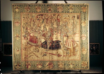 Turnuva, Brüksel atölyesinden dikey dokuma duvar halısı, c.1497 by Flemish School