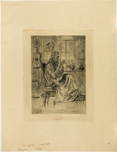 İğne Olan Yaşlı Kadın by Félicien Rops