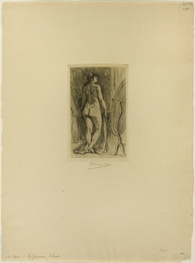 Kürklü duran kadın by Félicien Rops