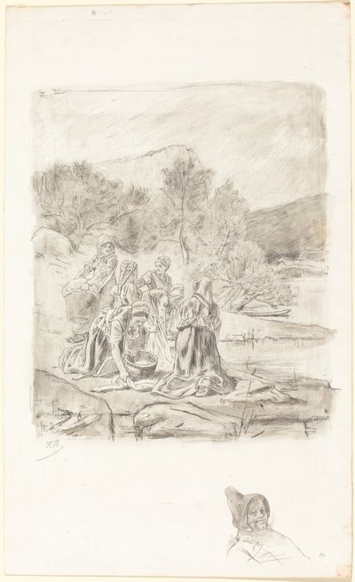 Çamaşırcı Kadınlar, c.1884-1887. by Félicien Rops