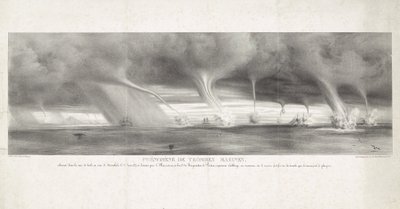 Waterhozen op zee bij Sicilya, 1827 Sicilya denizinde, Stromboli