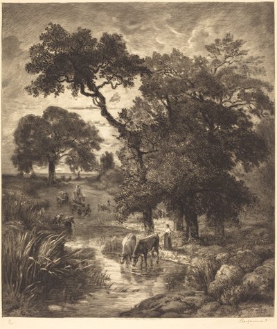 Akşam by Félix Bracquemond after Théodore Rousseau