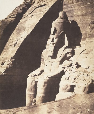 Abou Sembil, Grand Spéos - Devasa Heykeller, Üç Çeyrek Görünüm, 1851-52. by Félix Teynard