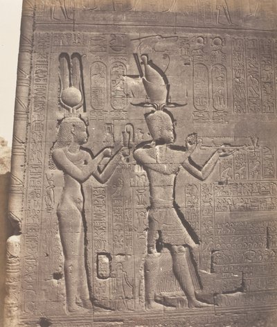 Dendera Tentyris, Athor Tapınağı - Arka Yüz - Kleopatra ve ..., 1851-52, 1853-54 basılmış. by Félix Teynard