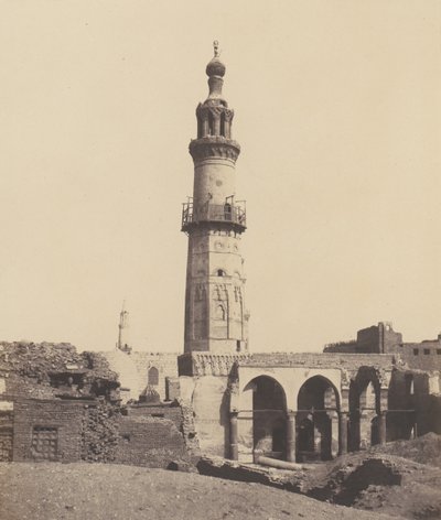 Djirdjeh, Nil Kenarındaki Harabelerdeki Cami, 1851-52, 1853-54 basılmış. by Félix Teynard