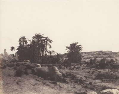 Karnak Thebes, Sfenks Bulvarı - G Noktasından alınan Genel Görünüm, 1851-52, 1853-54 basılmış. by Félix Teynard