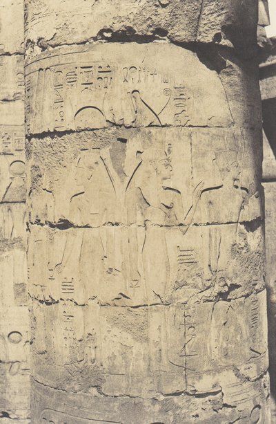 Karnak Thebes, Saray - Hipostil Salonu - Merkez Sütunlu - Dekor..., 1851-52, 1853-54 basılmış. by Félix Teynard