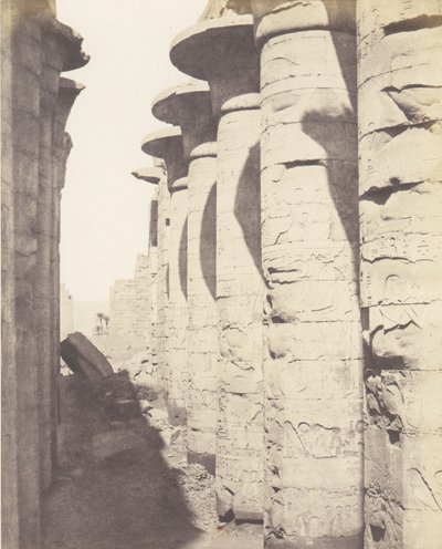 Karnak Thebes, Saray - Hipostil Salonu - Merkez Sütunlu Görülen ..., 1851-52, 1853-54 basılmış. by Félix Teynard