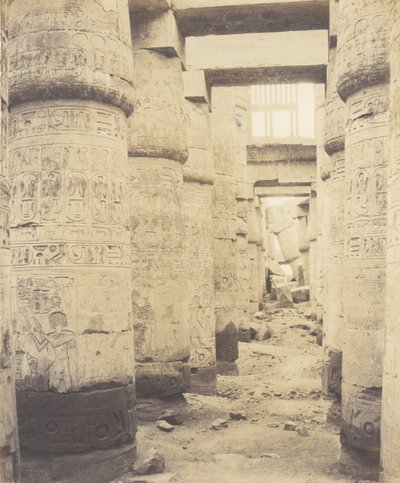 Karnak Thebes, Saray - Hipostil Salonu - Pencere ve Başlıklar ..., 1851-52, 1853-54 basılmış. by Félix Teynard