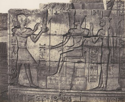 Karnak Thebes, Harabelerde Bina - İç Duvardan Heykeller..., 1851-52, 1853-54 basılmış. by Félix Teynard