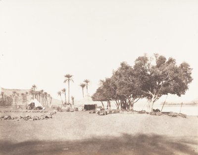 Korósko, Sycomores ve Sennâr için bir Kervan Kampı, 1851-52, 1853-54 basılmış. by Félix Teynard
