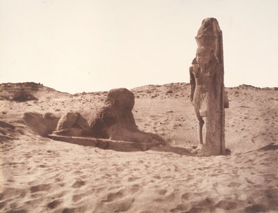 Sébouah, Temple, Colossus ve Sfenks Bulvarın Sol Tarafında, 1851-52. by Félix Teynard
