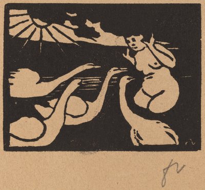 kuğu ile yüzücü by Félix Vallotton