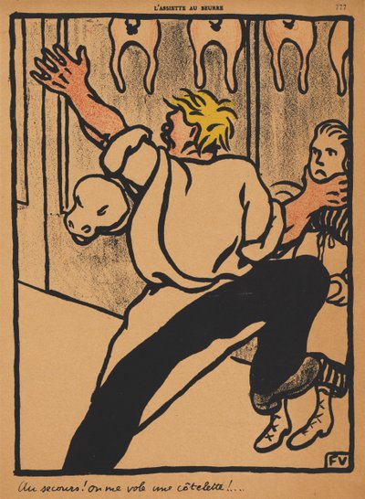 Suçlar ve Cezalar XX, 777: Yardım! Pirzolam çalınıyor! by Félix Vallotton