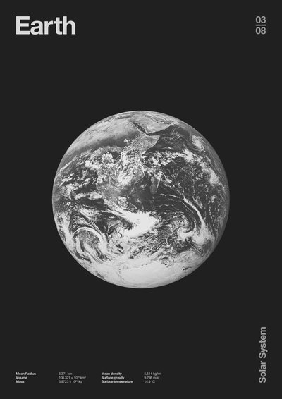 Dünya : Minimal Gezegenler Verileri, 2023 (dijital) by Florent Bodart