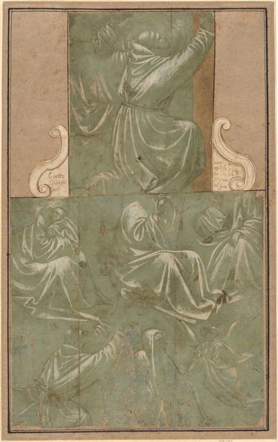 Saint Francis Kneeling ve Diğer Figürlerin Çalışmaları by Florentine School