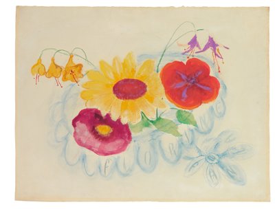 Yaz Ortası Buketi, c.1920 (kağıt üzerinde karışık teknik) by Florine Stettheimer