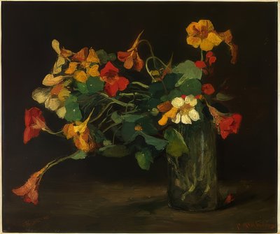 Nasturtiums ile çiçeklerle natürmort by Floris Arntzenius