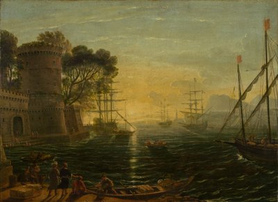 Gün batımında liman by Follower of Claude Lorrain