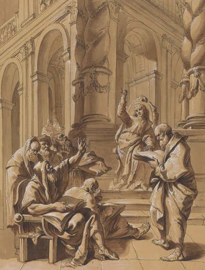 Doktorlar arasında İsa by Follower of Francesco Fontebasso