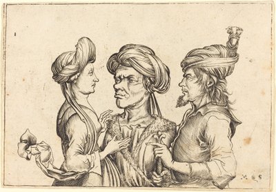 Üç Oryantal Figür by Follower of Martin Schongauer