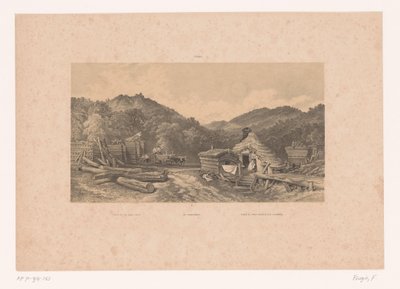Kara Orman'daki Oduncular Kara Orman'ın Kısmı / Im Schwarzwald / Paisage del Monte Negro (Sur de Alemania) (nesne üzerindeki başlık) Manzaradaki figürler (dizi başlığı) by Fortuné Ferogio