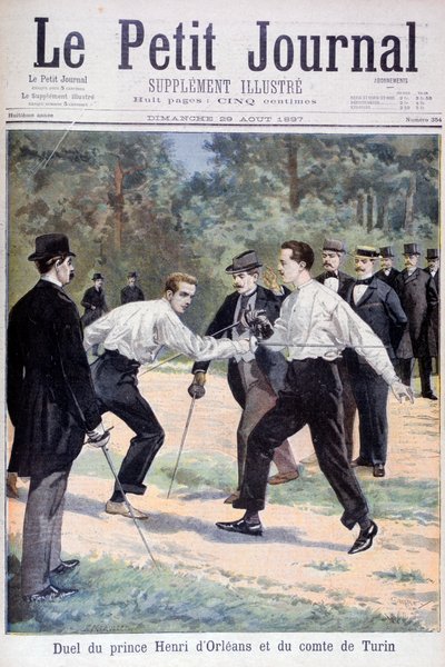 Prens Henri dOrleans ve Kont de Turin arasındaki düello, 1897 by Fortuné Méaulle
