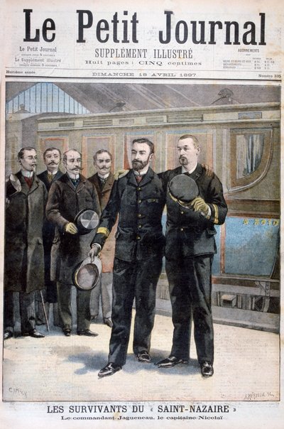 Saint Nazaire Şehrinden Kurtulanlar, Komutan Jagueneau ve Kaptan Nicolai, 1897 by Fortuné Méaulle