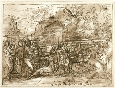 Batıl Bütün Kötülüklerin Sebebidir (recto); Doğruluk ve Batıl Alegori (versi) by Fortunato Duranti