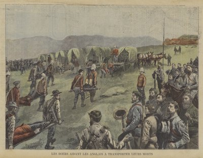 Boers, İngilizlerin ölülerini savaş alanından taşımasına yardım ediyor by Fortune Louis Meaulle