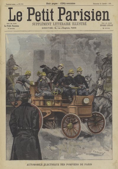 Paris İtfaiyesinin elektrikli itfaiye aracı by Fortune Louis Meaulle
