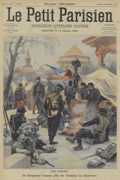 Boxer İsyanı: Fransız askerlerinin Çin imparatorlarının mezarlarının yakınında kamp kurması by Fortune Louis Meaulle