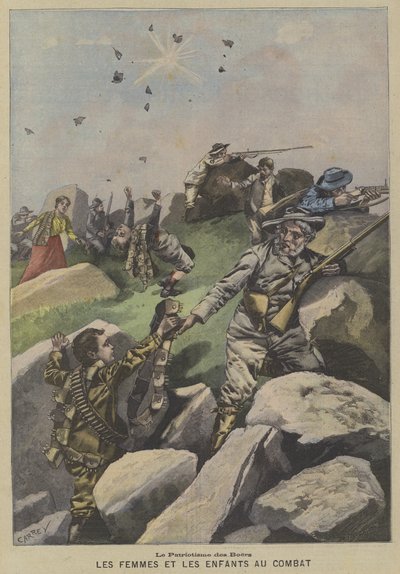 Boerlerin vatanseverliği: ön saflarda yardım eden kadınlar ve çocuklar by Fortune Louis Meaulle