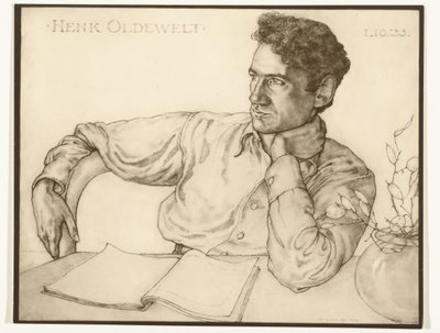 Henk Oldewelt'in Han van der Kop tarafından çekilmiş bir portresinin fotoğraf reprodüksiyonu Henk Oldewelt 1.10.'33 (nesne üzerindeki başlık) by Foto atelier Bijl