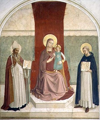 Bakire ve Çocuk SS ile Enthroned. Zenobius ve Thomas (fresk) by Fra (c.1387 1455) Angelico