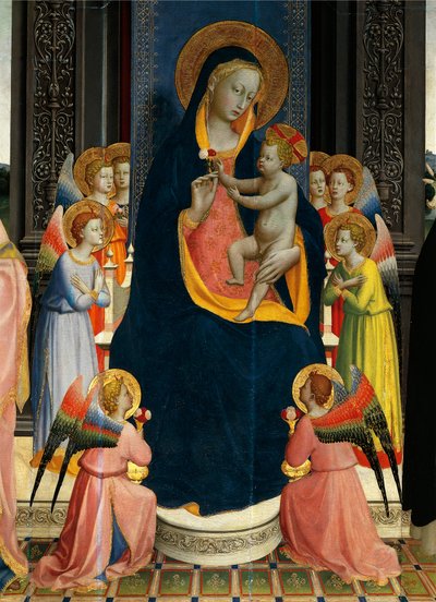 Madonna ve Azizlerle Enthroned Çocuk Fra Angelico (1400-yaklaşık 1455) olarak bilinen Giovanni da Fiesole tarafından, ahşap üzerine tempera, detay by Fra (c.1387 1455) Angelico