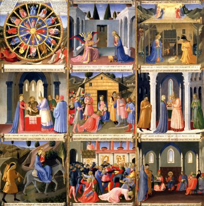 Doğuştan sahneler, Santissima Annunziata'nın Gümüş Hazinesinden birinci panel, c.1450-53 (panelde sıcaklık) by Fra (c.1387 1455) Angelico