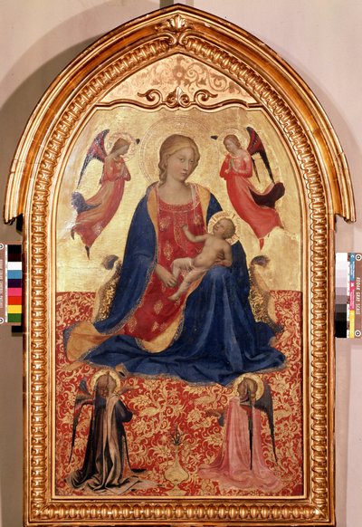 ""Bakire ve çocuk ve melekler"" (Bakire ve meleklerle çocuk) Tempera, Guido di Pietro (veya Fra Giovanni da Fiesole) tarafından ahşap üzerine Fra Angelico veya il Beato (1400-1455) 1425 Dim. 81x51 cm Hermitage Müzesi , aziz petersburg by Fra (c.1387 1455) Angelico